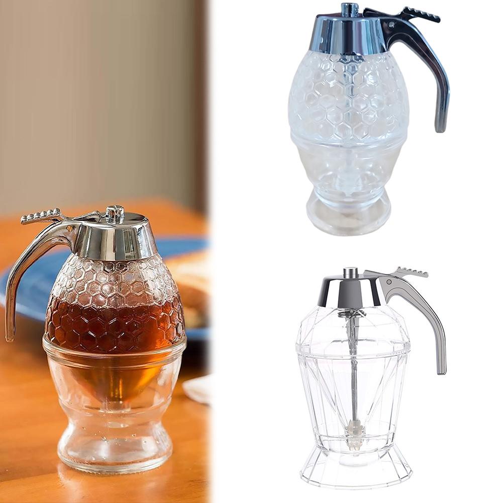 Honey Dispenser with Stand Honey Container No Drip Olive Oil Dispenser Bottle for Home Kitchen Storing Honey and Syrup