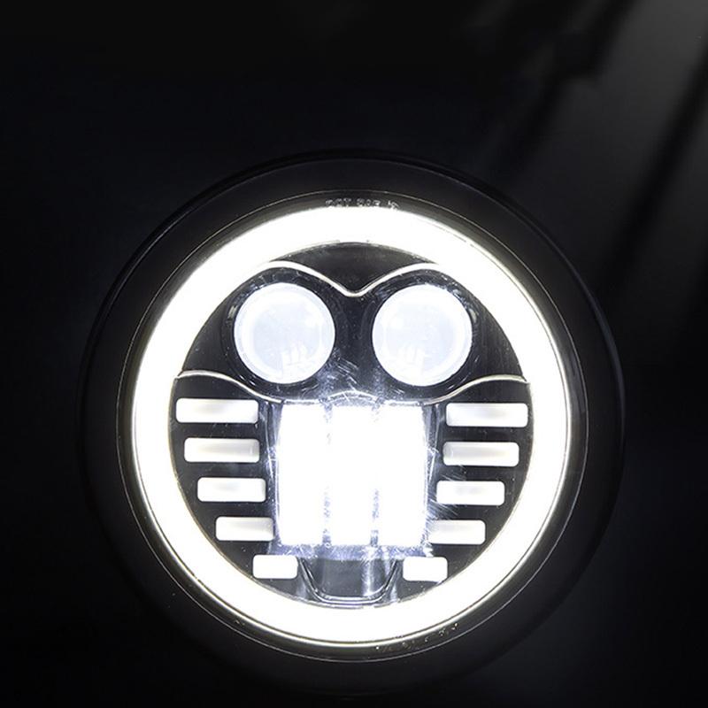 Round Motorcycle LED Headlight With Brackets Assembly High Power 26W Super Bright 6500K Retro Front Headlamp 12V Universal Parts