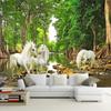 Any Size 3D Wall Paper Mural Forest White Horse Natural Scenery Wallpapers Living Room Bedroom Mural