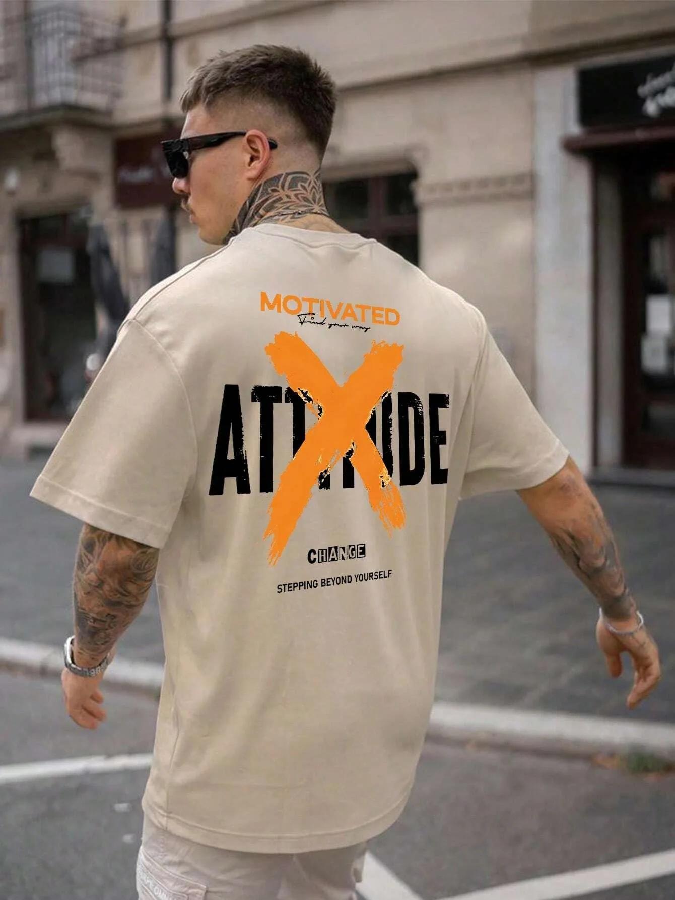 

Men s 100% pure cotton T-shirt, luxury brand short-sleeved, fashionable, printed back, Harajuku trendy and versatile y2k top 3XL