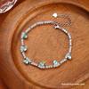 Natural Jadeite Blue Water Jewelry S925 Sterling Silver Bracelet Women's High-end Retro Exquisite Sense Versatile and Non-fading Silver Jewelry Gift