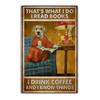 Retro art animal canvas painting lovely dog reading poster slogan wall painting living room bedroom home decoration mural No Frame