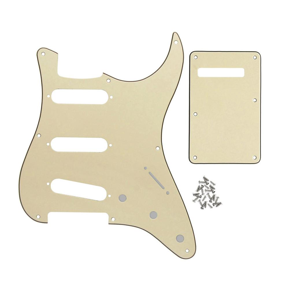 FLEOR Gitarrenteile Set Vintage 8 Löcher ST Gitarren-Schlagbrett SSS Schlagbrett Kratzschutz + Rückplatte + Schrauben