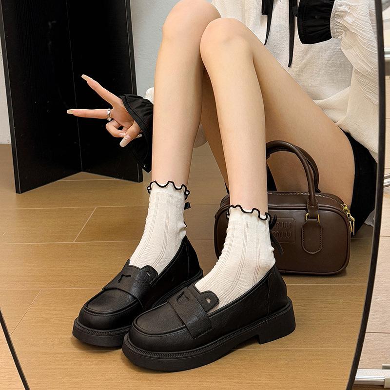 Black small leather shoes women's British style 2025 spring and autumn new work single shoes loafers soft-soled soft-soled flat-soled women's shoes