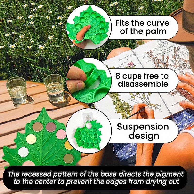 1Pc Easy-to-clean Green Plastic Creative Leaf Shape Palette for Art, Calligraphy, Drawing, Halloween or Christmas Gifts