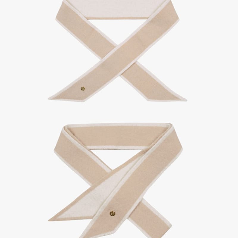 Saint Luxure 100% Wool Twilly Muffler Short/Long Ivory Beige