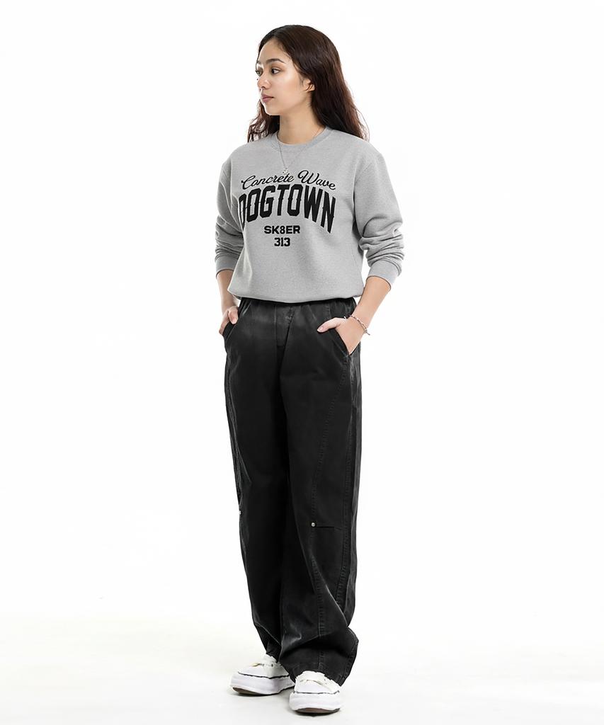 CREAM SODA LAB Pigment Cut-Out Rivet Cotton Elastic Waist Pants Black