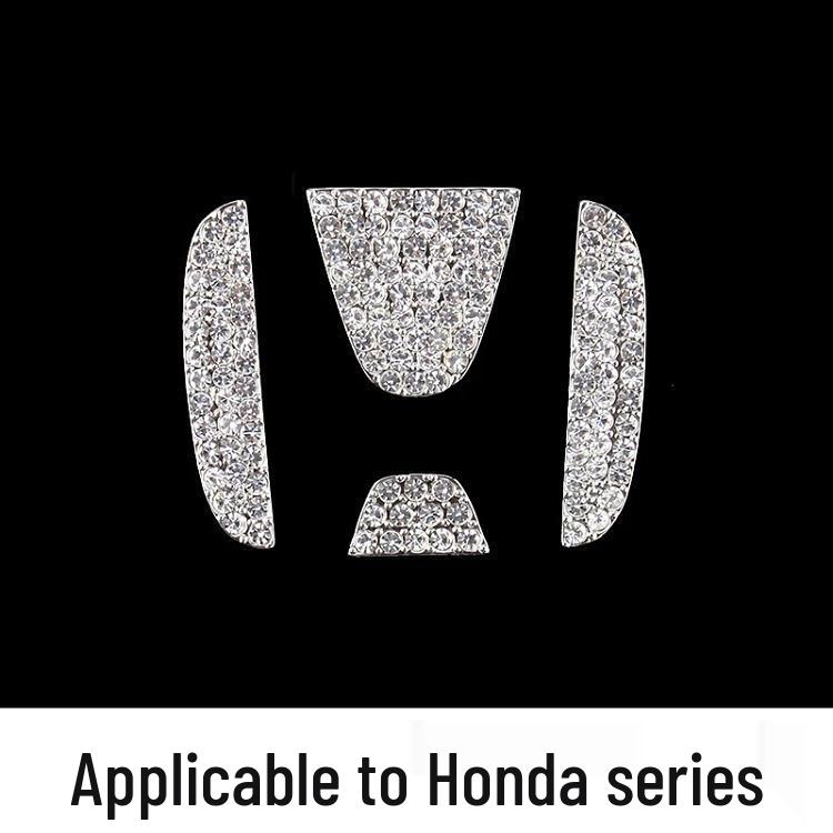 Naklejka z logo na kierownicę z cyrkoniami - Stylowa dekoracja wnętrza samochodu