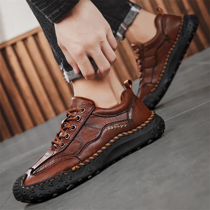TUINANLE Casual PU Leather Men Boots Handmade Outdoor Comfortable Big Size 38-48 Business Sneakers Shoes for Men