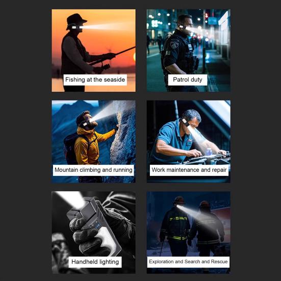 Ear Hanging Headlight with Motion Sensor Modes Adjustable Rechargeable Waterproof Ear-Mounted LED Head Lamp Outdoor Camping Hiking Mini Flashlight