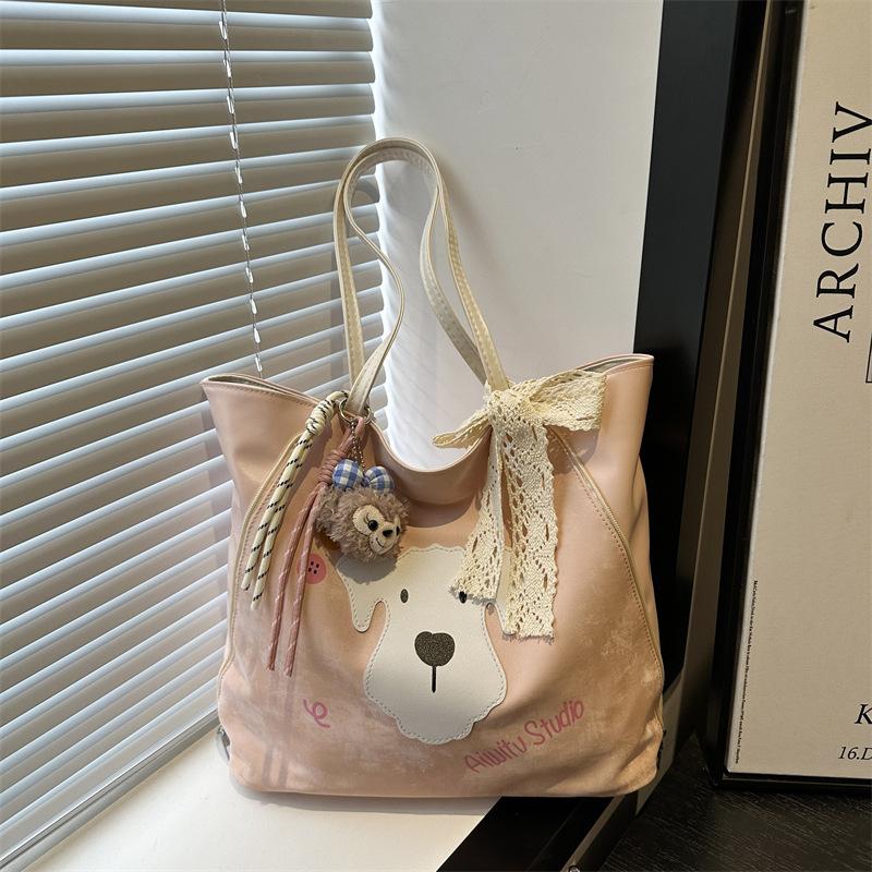 

Women s bag backpack new popular commuter fashion cute cartoon pattern design shoulder underarm bag backpack no pendant рожевий