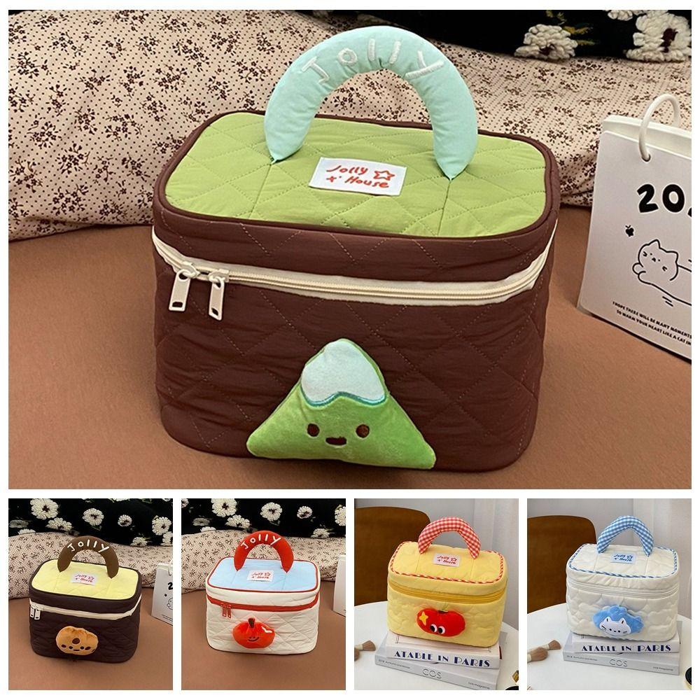 Dopamine Color Cute Cabin Makeup Bag Kawaii Toiletry Bag Portable Handheld Cosmetic Case  Travel