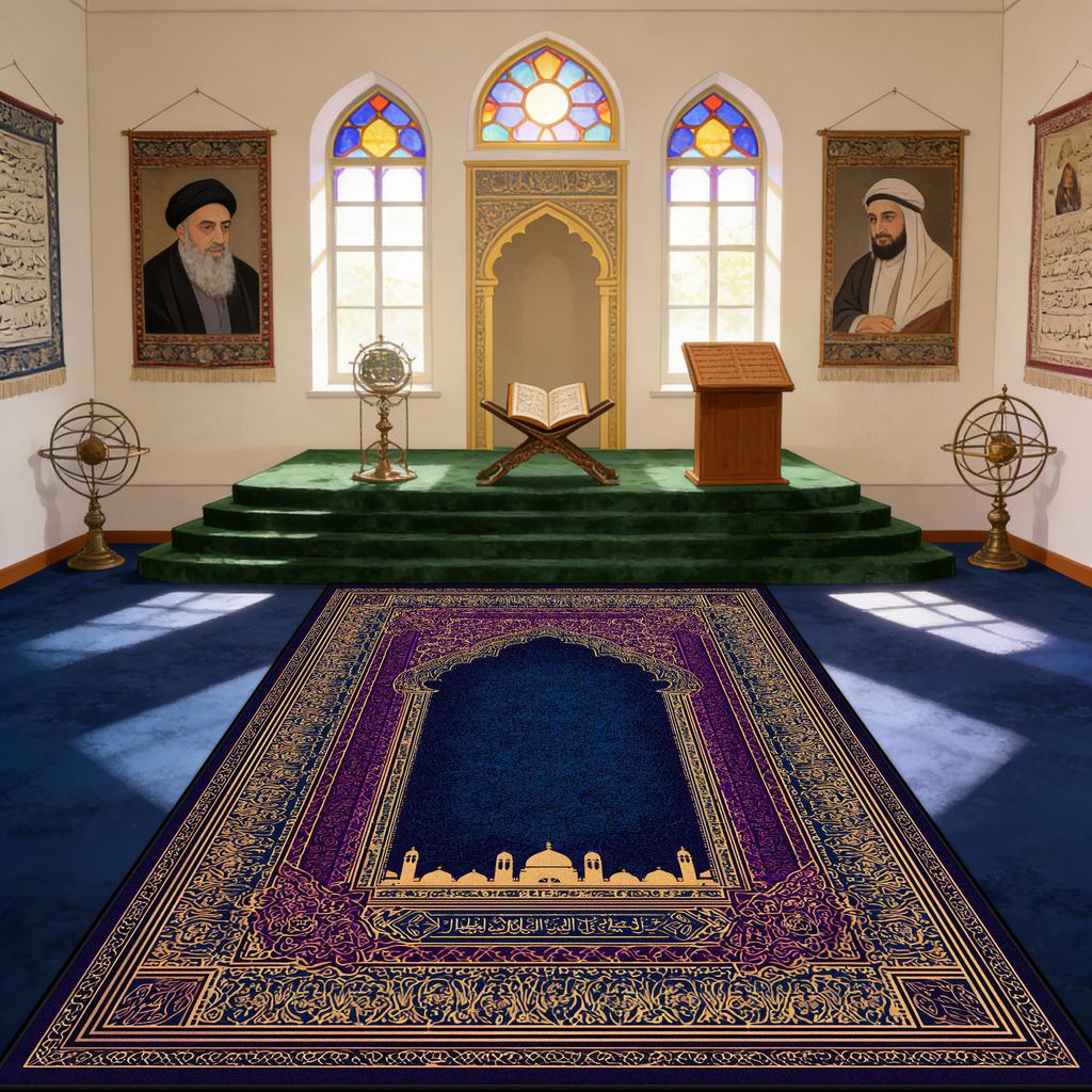 Non-slip Washable Area Floor Mats Islamic Religious Style Musalla Prayer Mat Decoration Temple Prayer Mat Fluffy Soft Ramadan