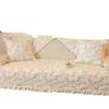 French Retro Cotton Sofa Cushion, Advanced Embroidery, All-Season Non-Slip Seat Cushion Cover, All-Inclusive Universal Cover Cloth Towel Cover