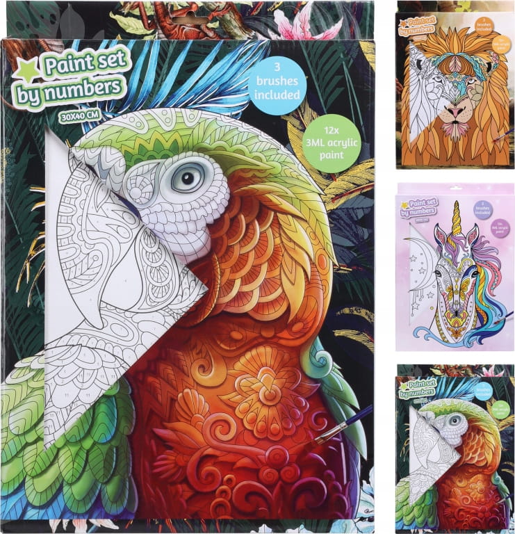 Painting by Numbers Set Picture Paints Brushes 45x315 Cm