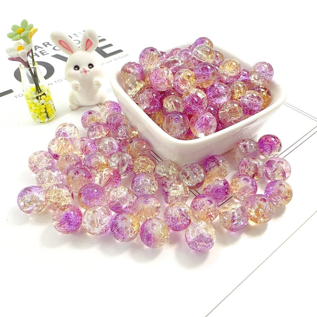 10mm Crackle Glass Round Beads, Loose Spacer Beads DIY Accessories for Bracelet Making 50pcs