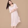 1011 spring and summer new oil painting style nightdress women's cotton and silk loose large size ruffle edge short-sleeved loungewear dress