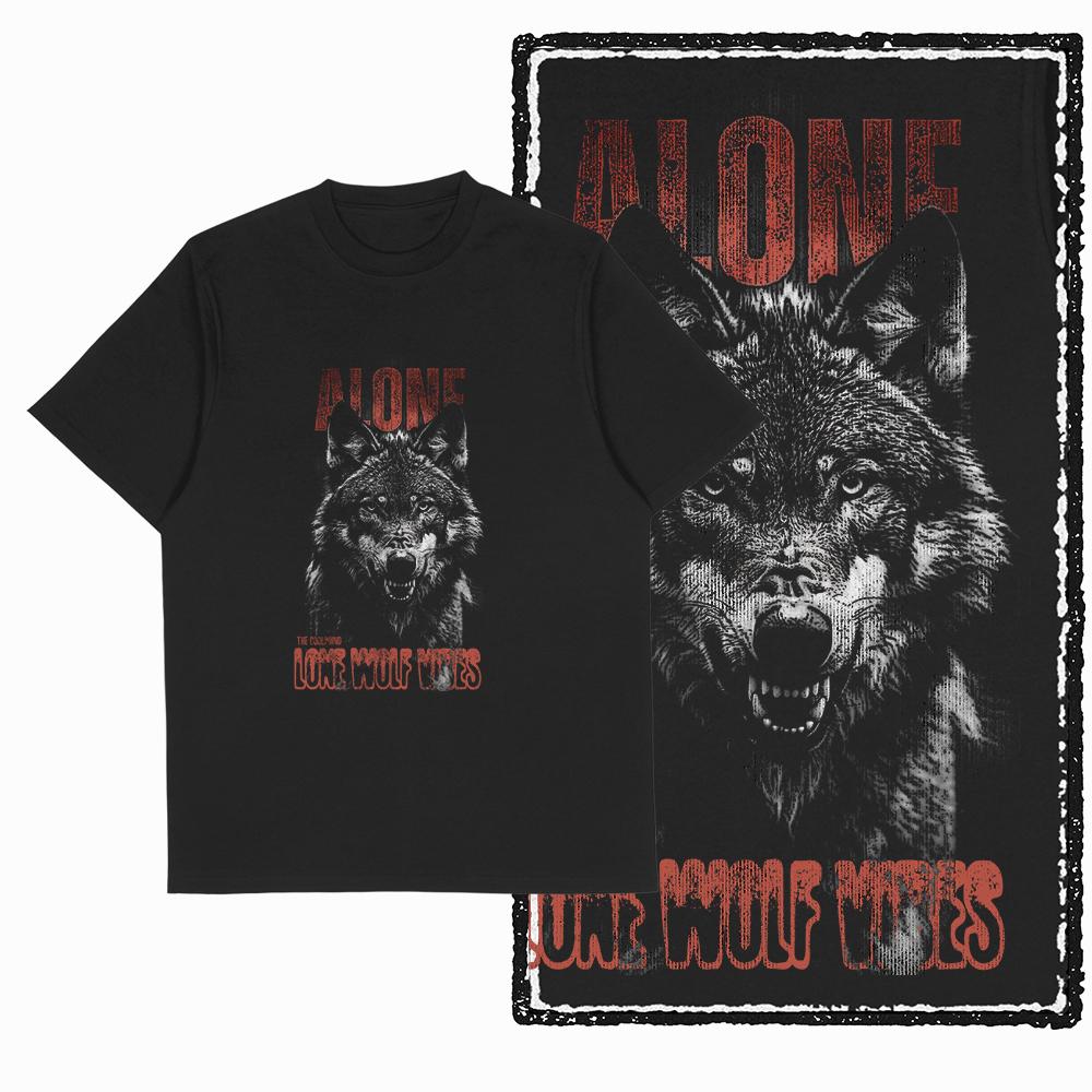 Coolmind MAE 100% Cotton Wolf Printed Exclusive Graphic Men T Shirt Big Size Streetwear Men Tshirt for Men T-shirt Tee Shirts