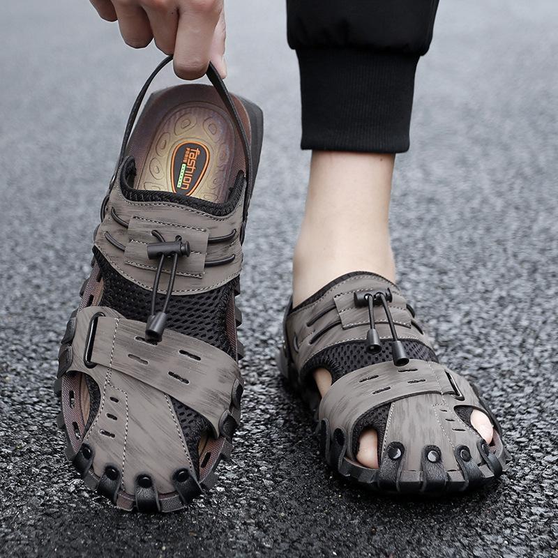 2025 New Summer Men's Shoes Bag Head Beach Shoes Foreign Trade Explosion Wear Casual Sandals Men's Large Size Half Slippers