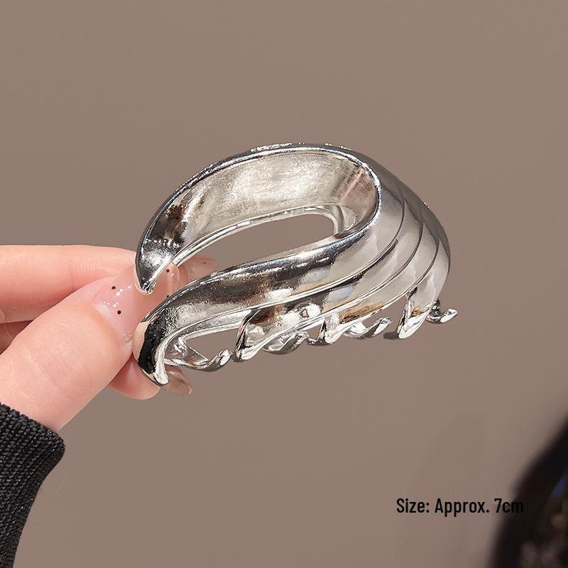 2025 New Metal Arc Shark Hair Clip for Women - High Ponytail Claw Hairpin