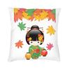 Custom Japanese Girl Sakura Kokeshi Doll Square Throw Pillow Cover Home Decorative 3D Double Side Printing Cushion Cover Room