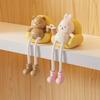 2 Peças Senta Prateleira de Desenho Animado com Pernas Penduradas, Figura Divertida de Resina de Caqui/Gato/Pera para Decoração de Mesa/Bancada