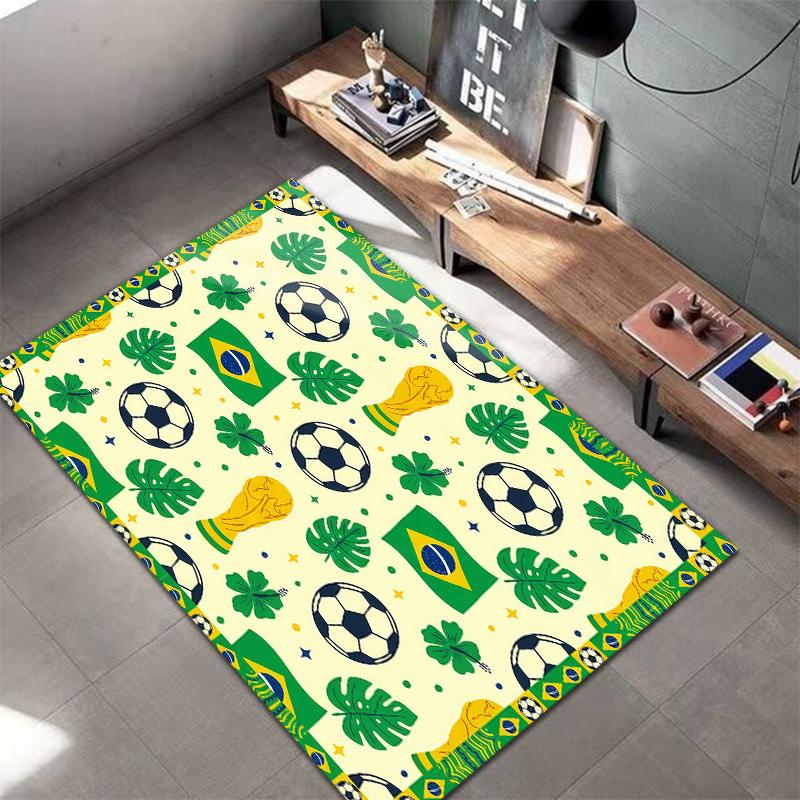Tapete Quadrado com Padrão de Futebol da Copa do Mundo, Tapete de Área, Tapete para Sala de Estar, Quarto, Sofá, Sala de Brincar, Decoração, Tapete Antiderrapante, Presentes de Feriado e Aniversário