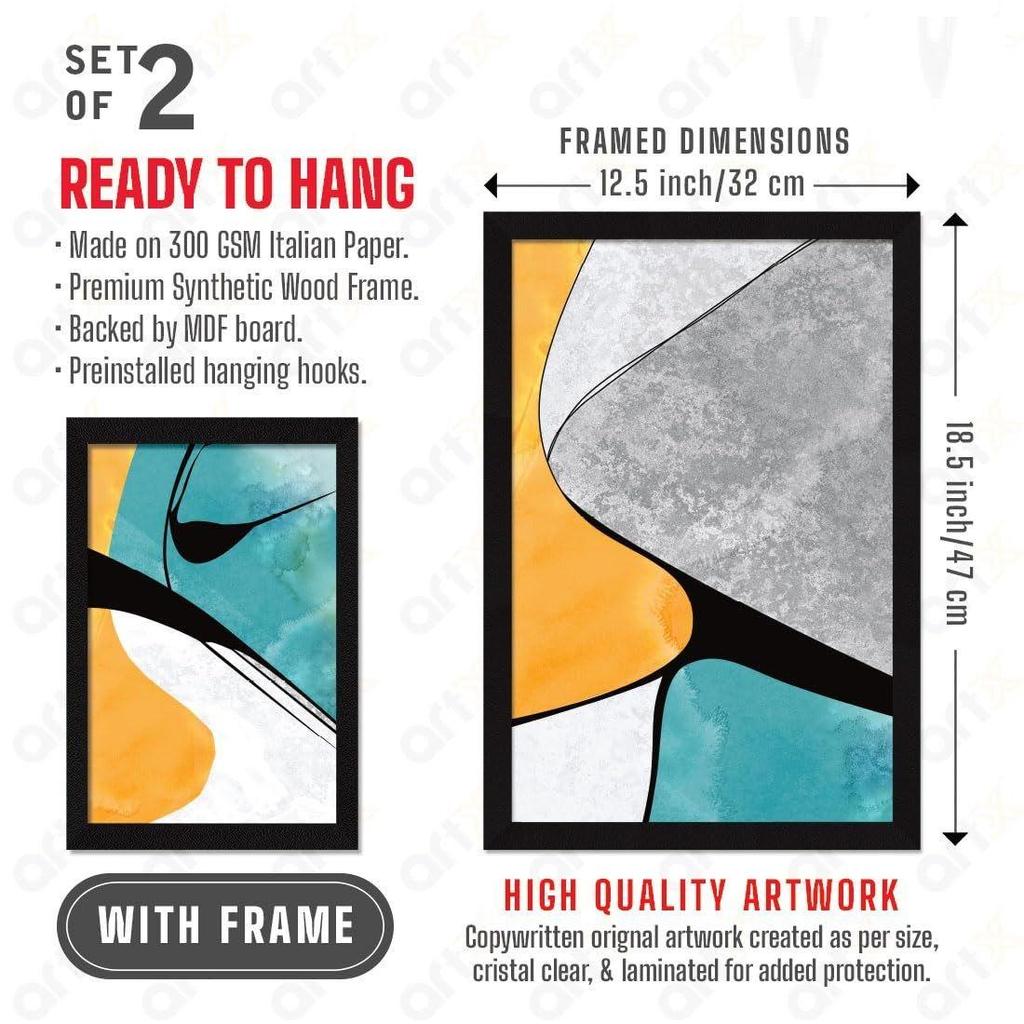 Scenery Aesthetic Wall Decor Paintings with Frame for Home Decoration, Framed Painting for Wall Decoration, Wall Decor For Living Room, Set Of 2