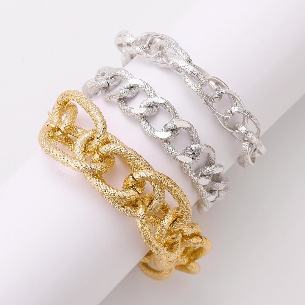 Punk Hip-Hop Alloy Bracelet Set - 4 Piece European & American Style