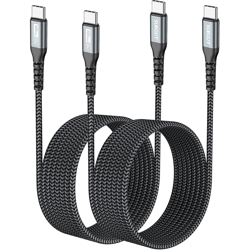 

Кабель SUNGUY USB Type C 3M [комплект из 2 шт.] Совместимый с PD, быстрая зарядка мощностью 60 Вт для передачи данных через порт USB 2.0 для iPhone 16/15 серии Galaxy S24/iPad Pro/iPad air/MacBook
