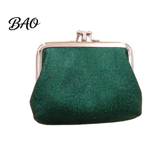 Small Coin Pouch Vintage Glitter Mini Purse, Portable Kiss Lock Closure Change Lightweight Card Holder Pouch, Double-layer Wallet for Cards, Jewelry,