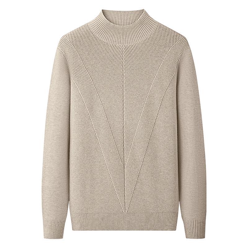 Men's Wool Modal Knitwear: Half-High Neck Textured Base Layer for Autumn/Winter 2026