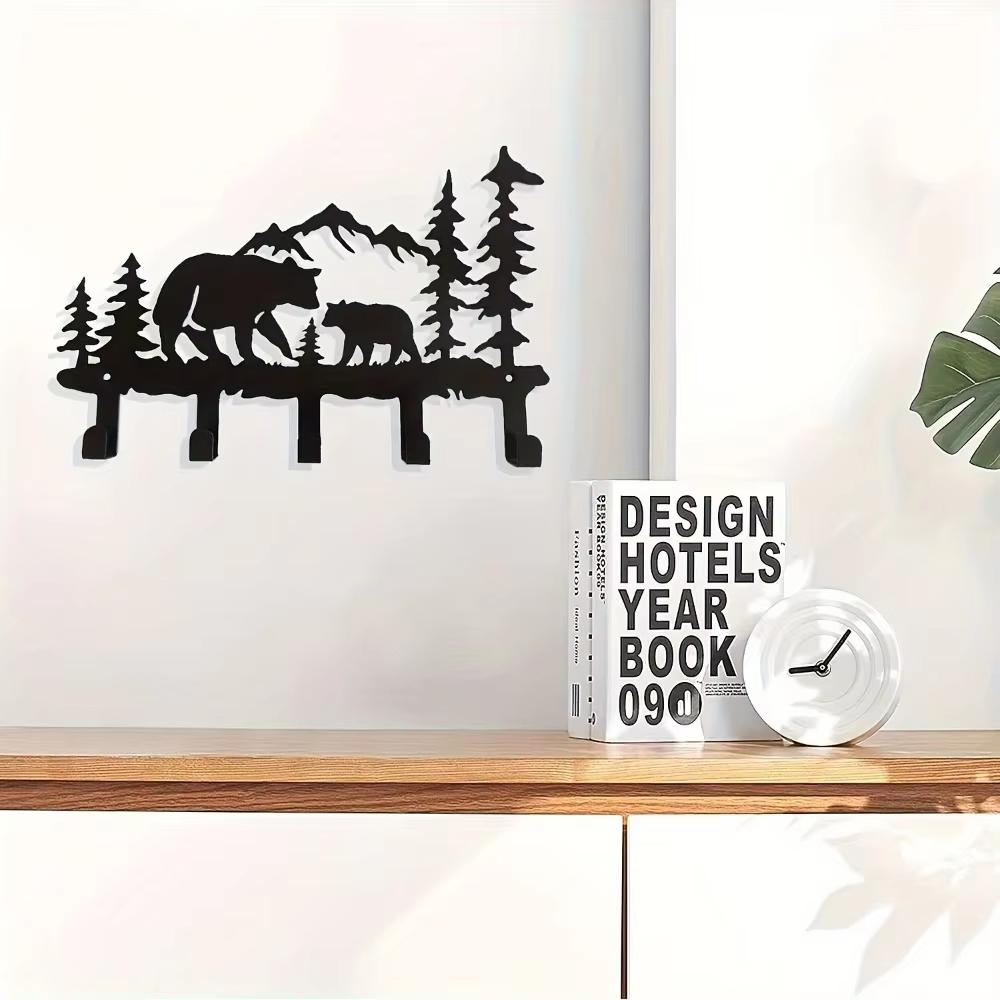 1pc Adorable Wall-mounted Metal Bear Key Hook Decoration For Hanging Clothes And Hats, Perfect For Decorating The Back Wall