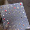 Totem Geometric Symbols Star Moon Nail Art Stickers 5D Gold-embossed Self Adhesive Nails Sticker Luxury Red Gemstone Nail Decals