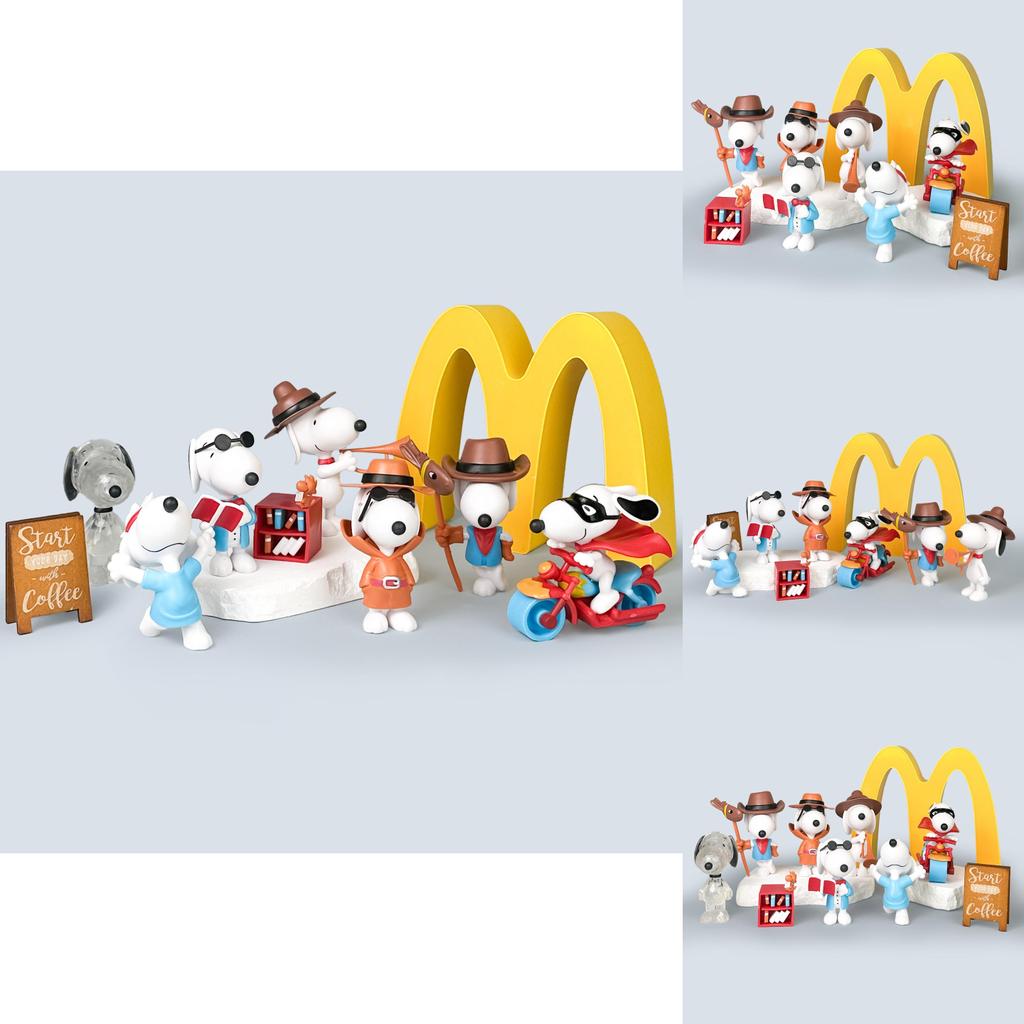 Snoopy Motorcycle Collectible Figurine Pvc Kids Toy With Assembly For Fans