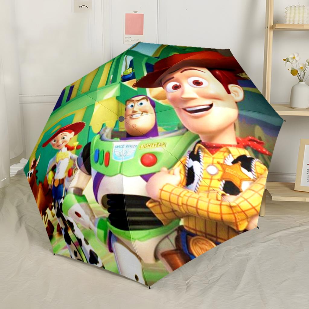 Toy Story Characters Compact Travel Automatic Umbrella with 8-Rib Durable Plastic & Iron for Women/Men Elegant Umbrella Birthday/Christmas Gift