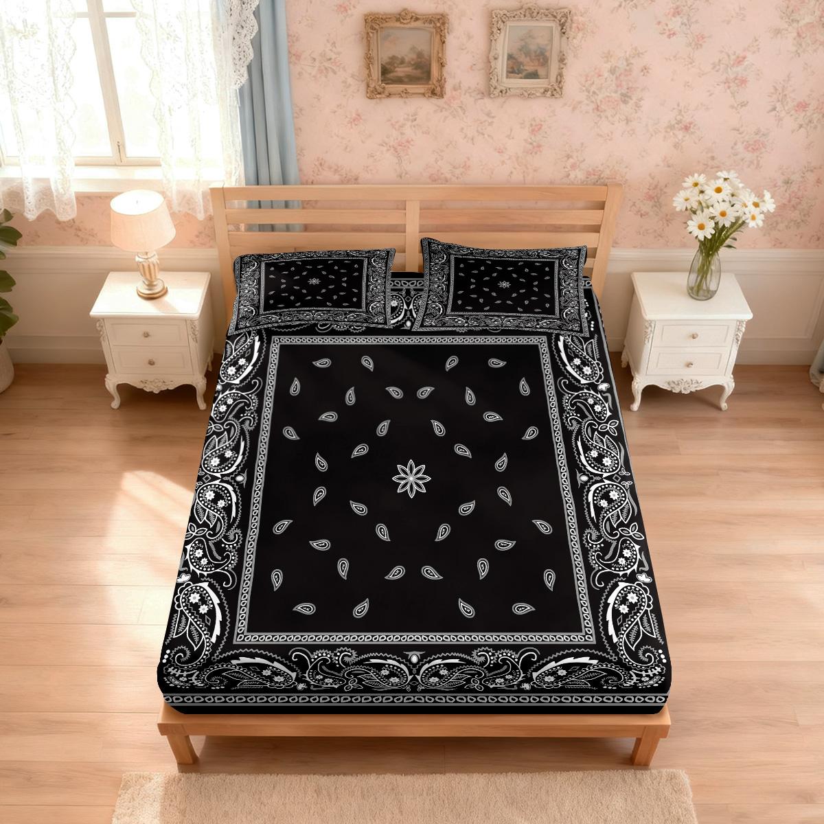 

3pcs Simple Persian Retro Pattern Printed Chipless Bed Sheet Set Multi Size Comfortable Bed Cover Bedroom Bedding Decoration 90x191