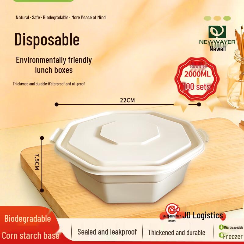 Dalu 2000ml Degradable Takeaway Meal Boxes (100 Sets)