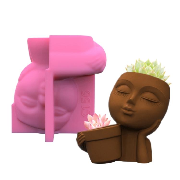 Creative Human Face for Doll Silicone Mold Epoxy Resin Casting Succulent Pot