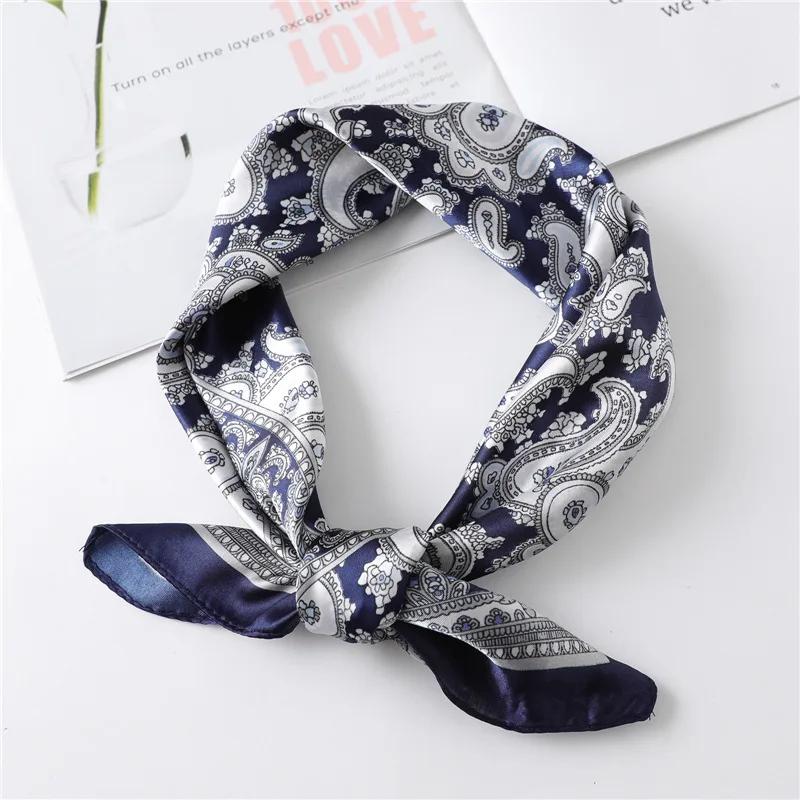 Luxury Floral Print Silk Square Scarf Women Soft Satin Kerchief Hairband Neckerchief Head Hijab Lady Headband Foulard Bag Ribbon
