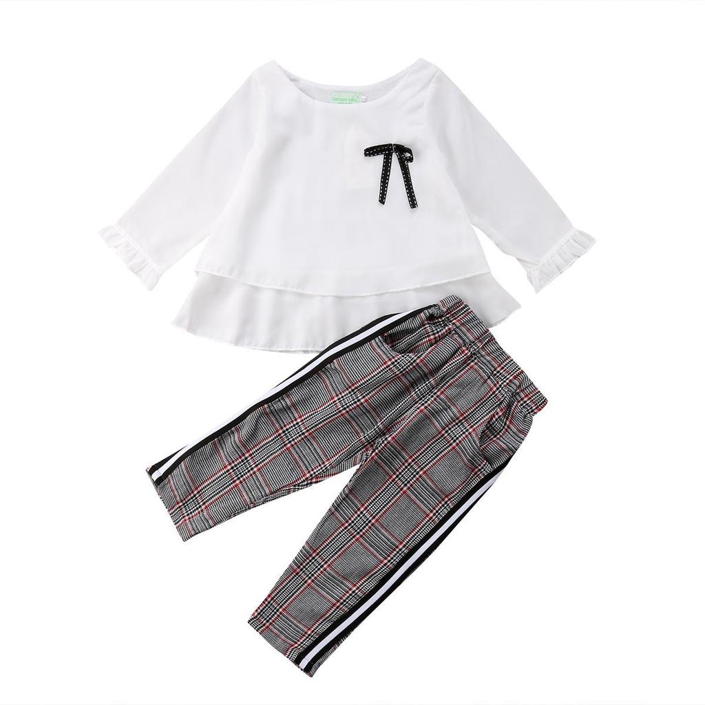 Buy Casual Kids Baby Girls Chiffon Tops Tshirt+Trousers Pants 2Pcs