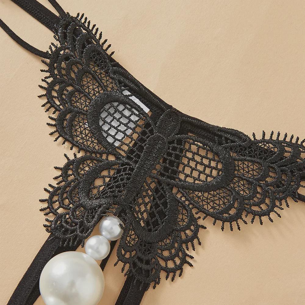 Women's Plus Size Transparent Thong: Open Crotch Pearl Massage, Perfect for Nightclub Temptation