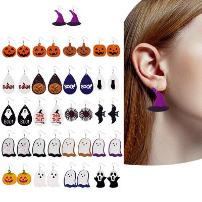 Halloween Women Water Drop Leather  Earrings Ear Hook Dangle Jewelry