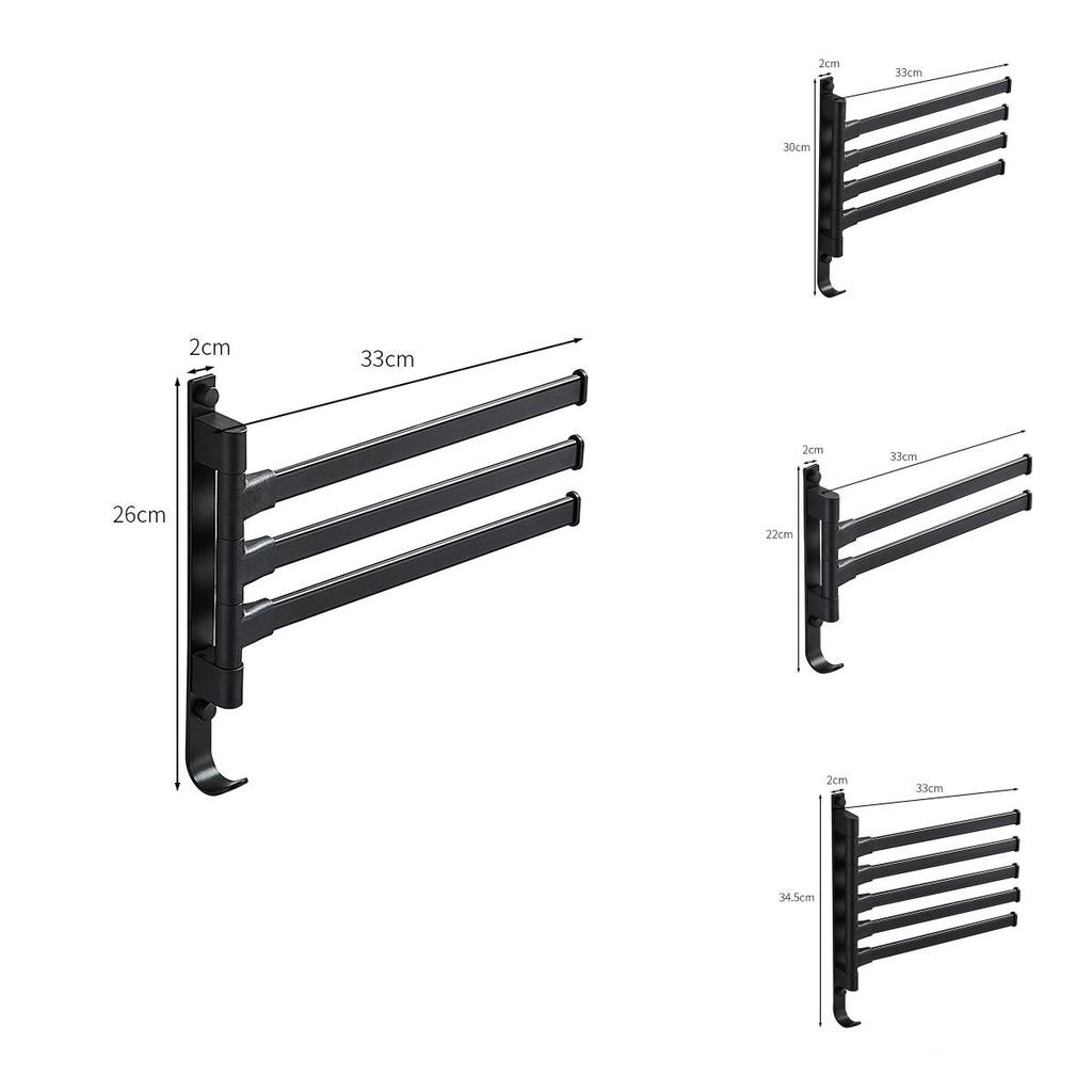 Plastic Wall Mount Hook With Rotatable Towel Rod For Bathroom Balcony And Living Space