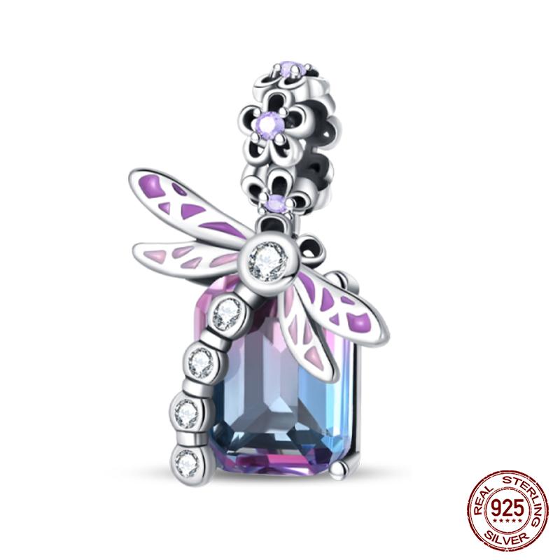 New 100% Copper Nightglow Butterfly Heart-Shaped Gem Charms Bead Fit Qikaola Original Bracelet Diy Birthday Jewelry