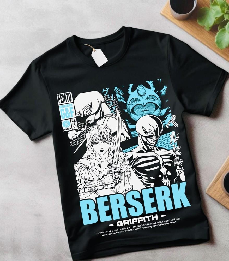 

Berserk T-shirt Manga Strip Guts Berserker Armour Anime Black shirt gift clothes 3XL