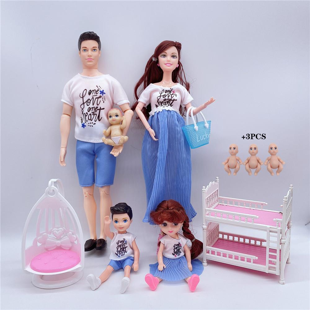 

Счастливая семья, куклы, игровой набор, кукла для беременных, мама, папа, Кен и жена, детская кукла, коляска, аксессуары для кровати, игровой дом, игрушки для девочек