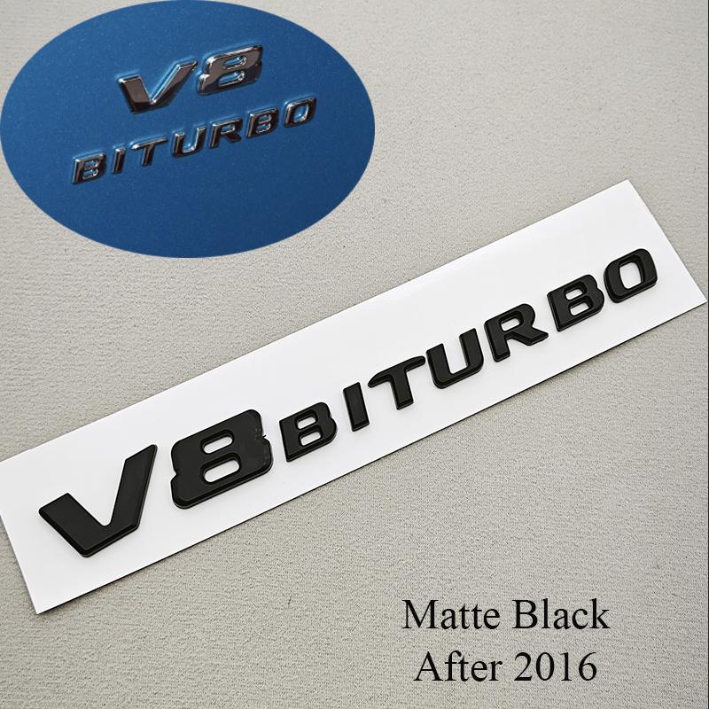 

Chrome V8 BITURBO 3D ABS Fender Badge Side Emblem Decal Fit Mercedes Benz AMG C63 E63 G63 G500 Car Styling Sticker 2Pcs