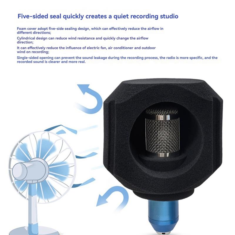 A95Q-C5 Microphone Wind Shield Acoustic Filter Professional Condenser Mic Studio Sponge Soundproof Protection Cover