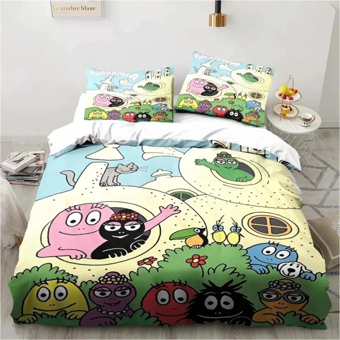 

3D Мультяшный Постельный Комплект B-Барбапапа Набор Пододеяльника с Наволочками Мягкий Приятный к Коже Односпальный Кинг-сайз Для Детей Подарок на День Рождения 2pcsEuSingle 135x200